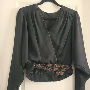 Vintage Algo boutique ladies sz 10 black beaded top